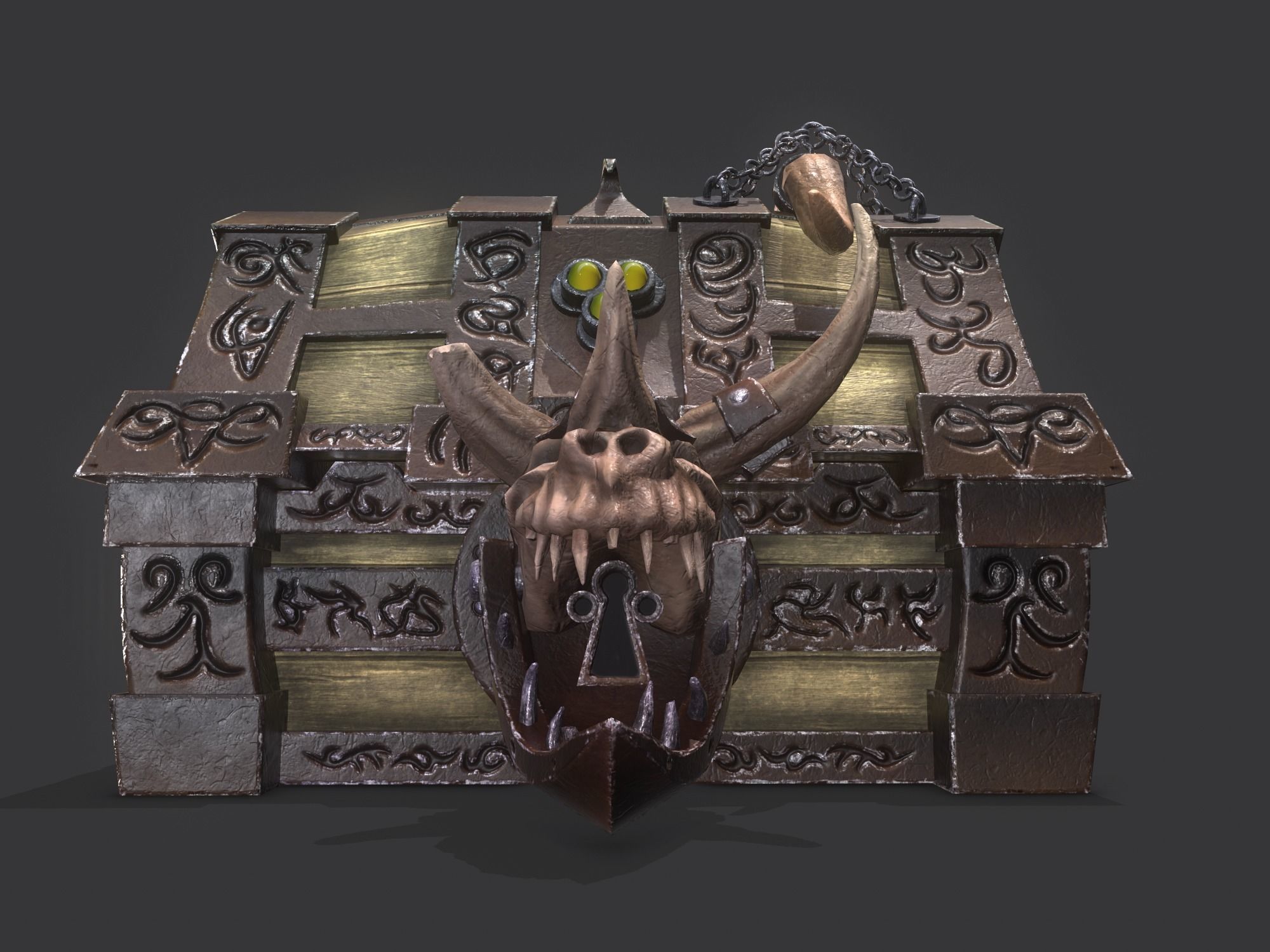 fantasy chest and ingot Low-poly 3D model_15