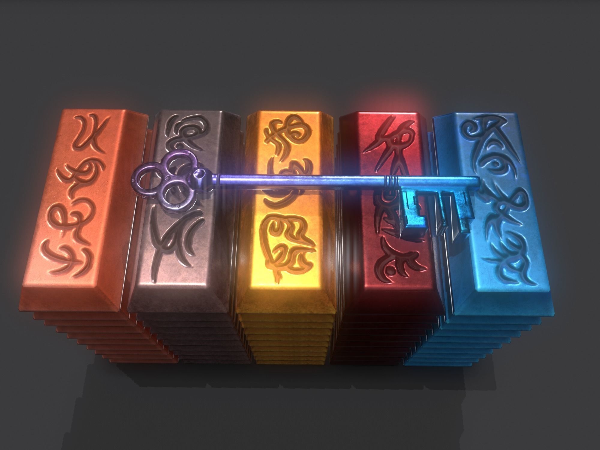 fantasy chest and ingot Low-poly 3D model_50