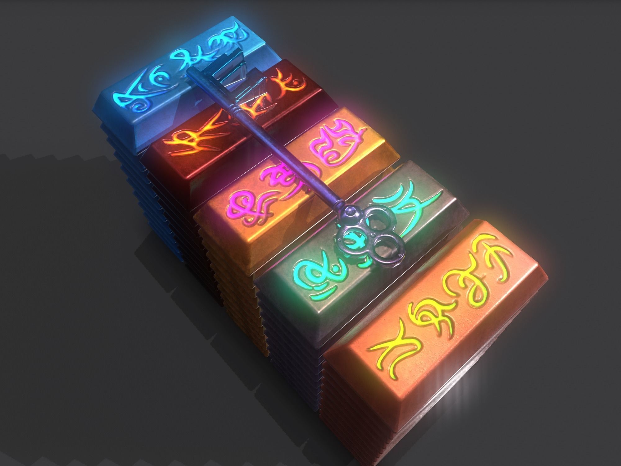 fantasy chest and ingot Low-poly 3D model_46