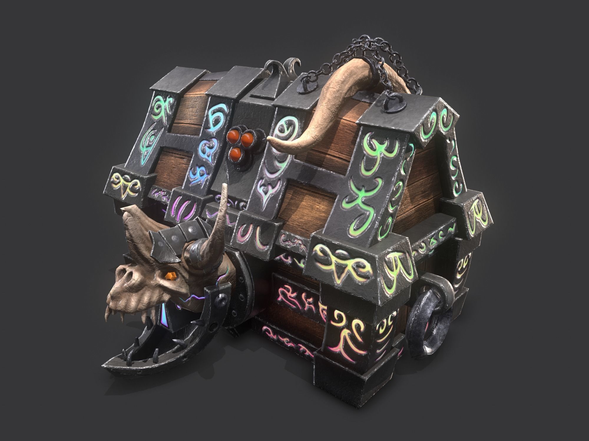 fantasy chest and ingot Low-poly 3D model_12