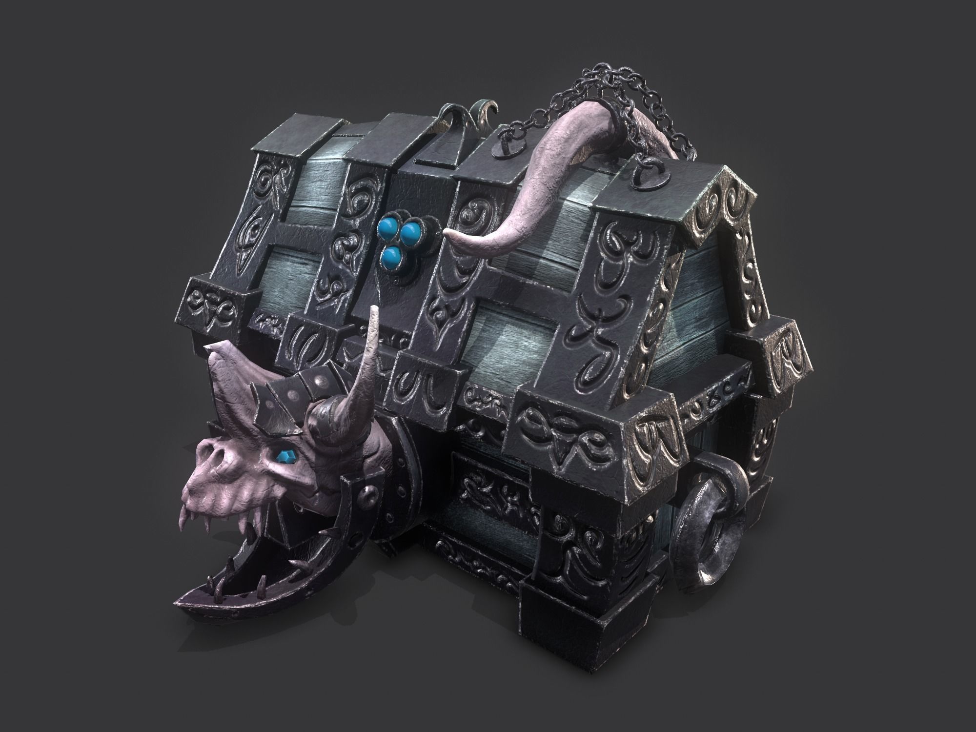fantasy chest and ingot Low-poly 3D model_5