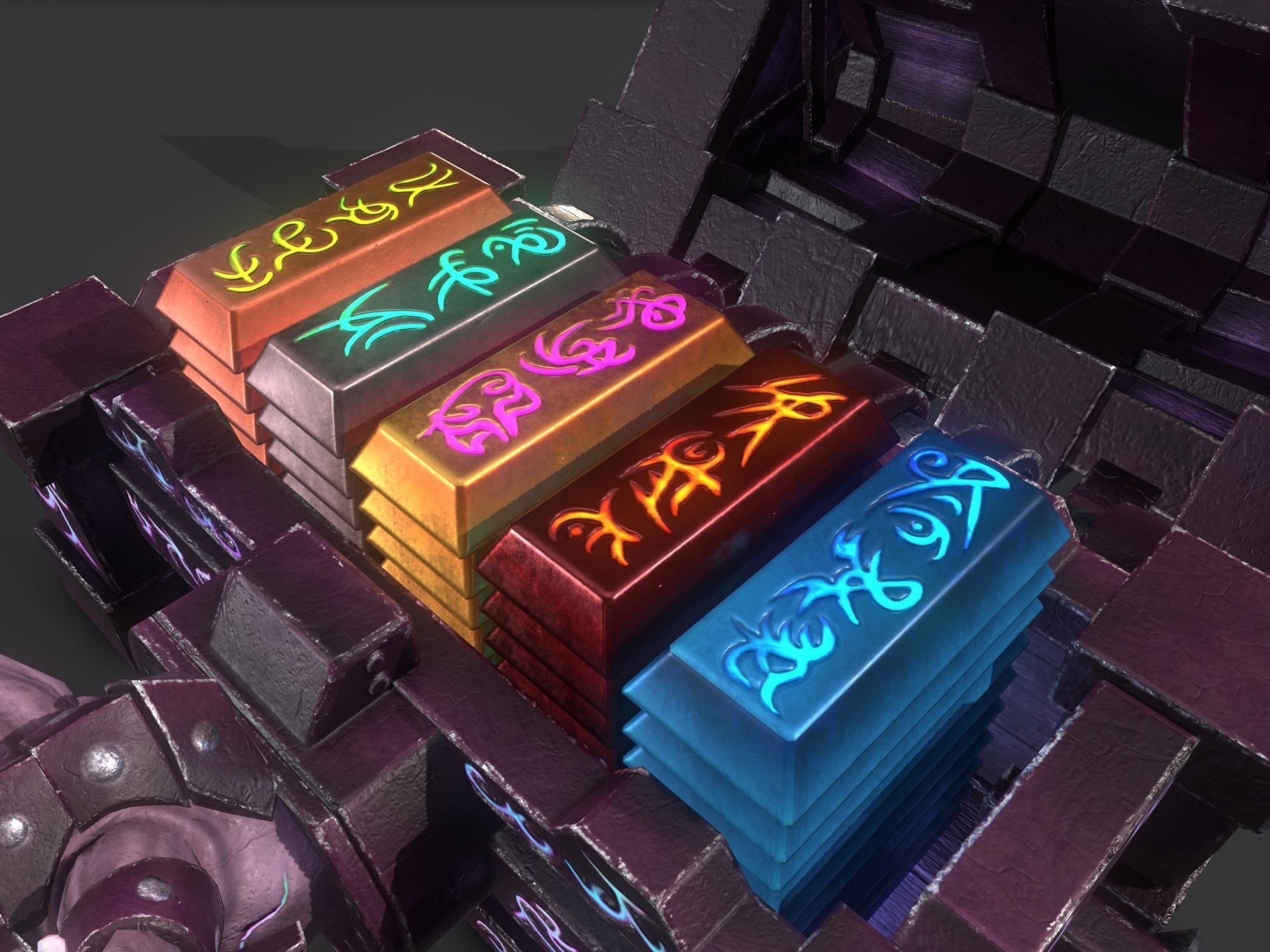 fantasy chest and ingot Low-poly 3D model_31