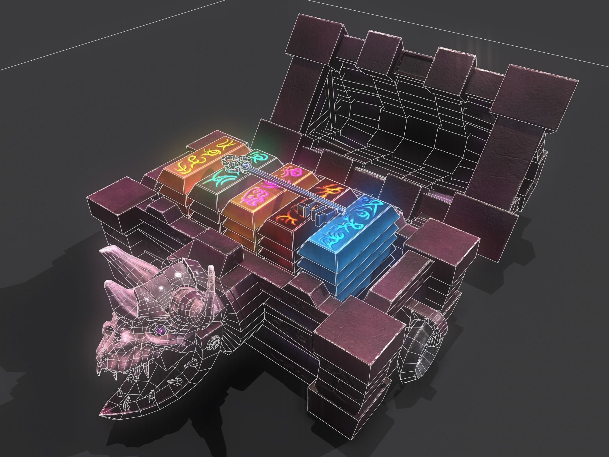 fantasy chest and ingot Low-poly 3D model_28