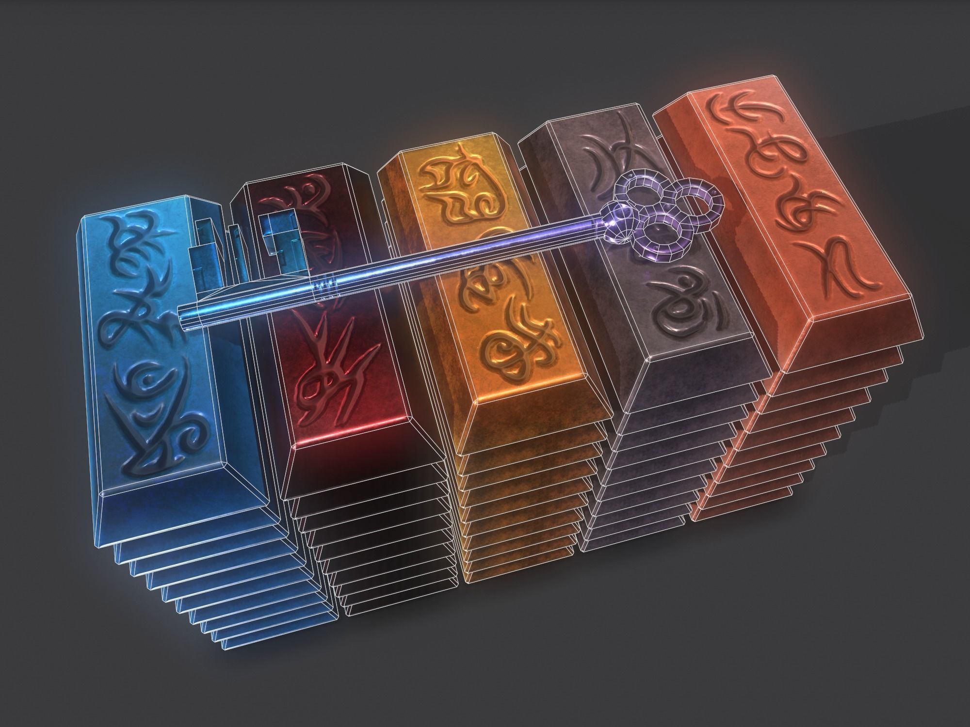 fantasy chest and ingot Low-poly 3D model_49