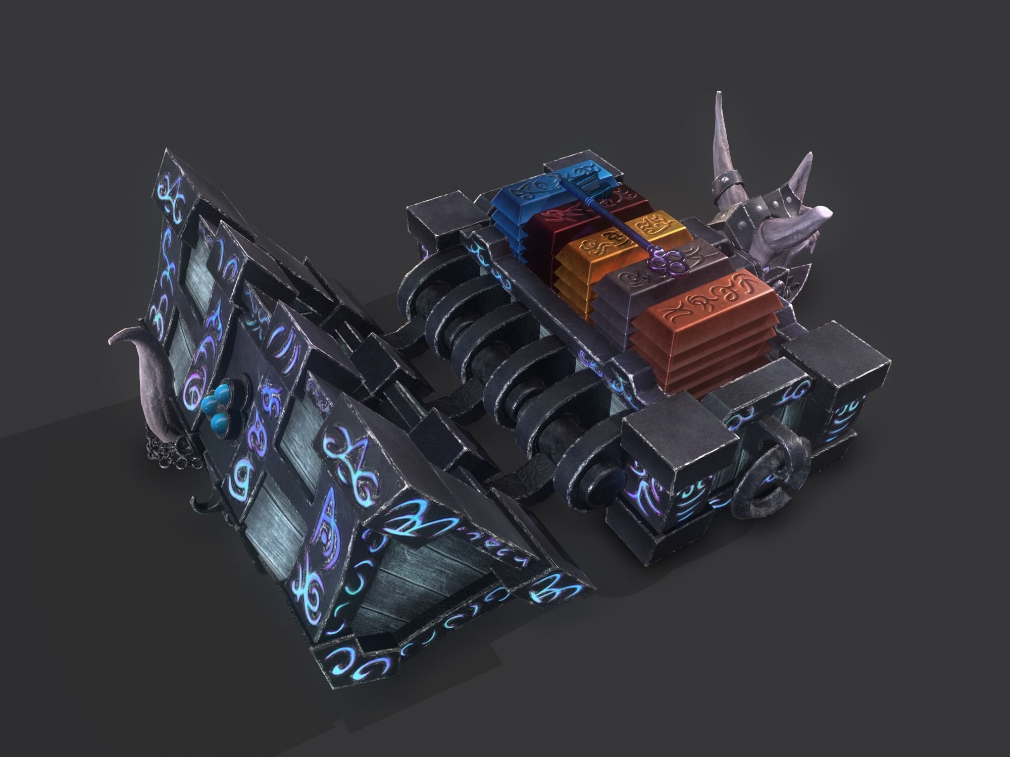fantasy chest and ingot Low-poly 3D model_29