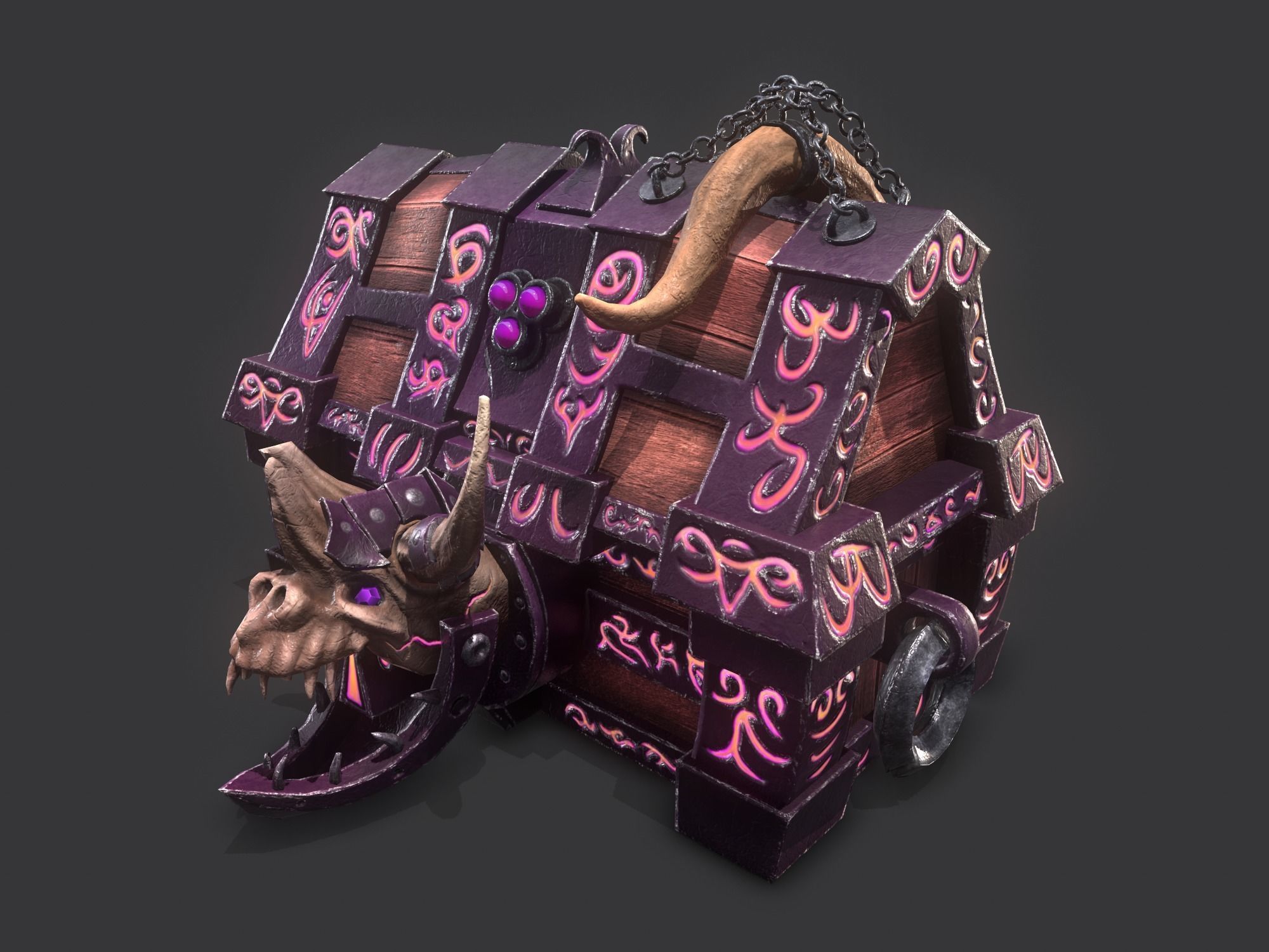 fantasy chest and ingot Low-poly 3D model_8