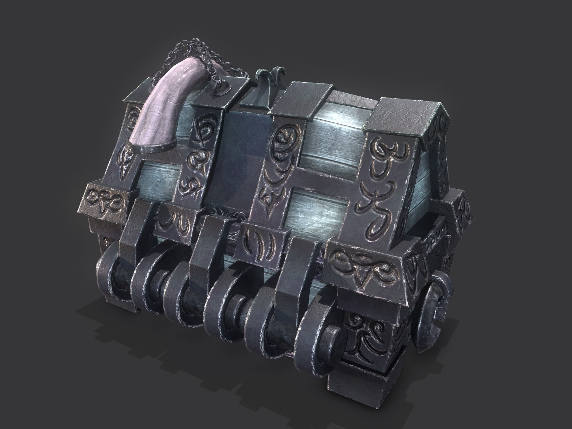 fantasy chest and ingot Low-poly 3D model_18