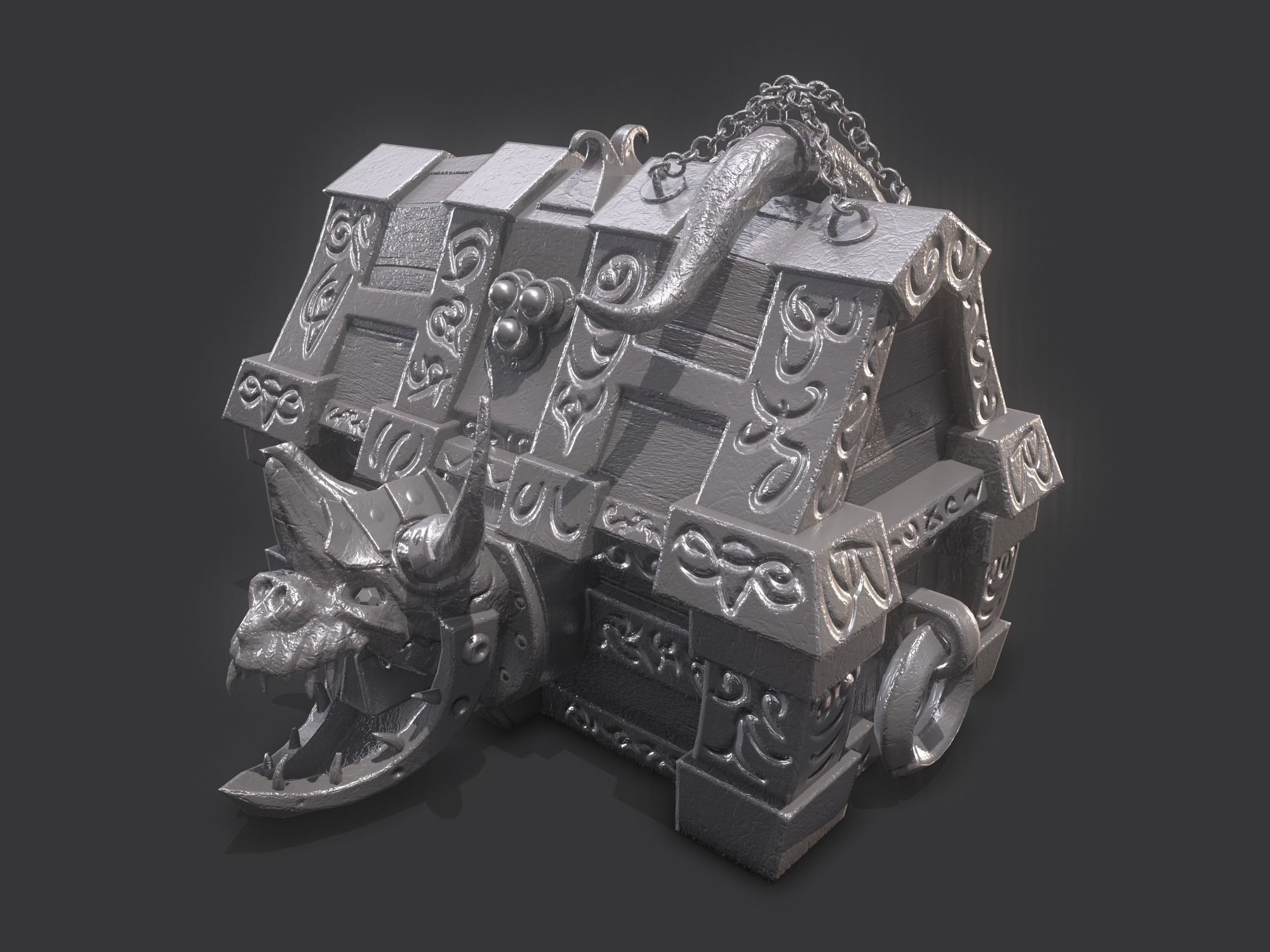 fantasy chest and ingot Low-poly 3D model_14