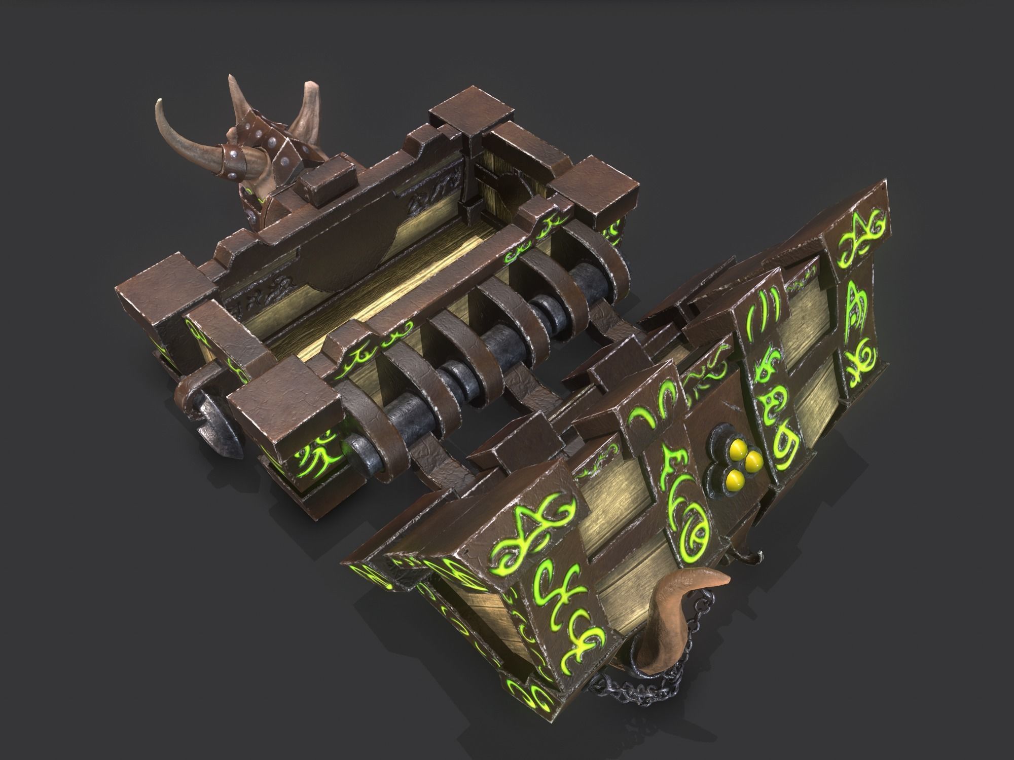 fantasy chest and ingot Low-poly 3D model_25