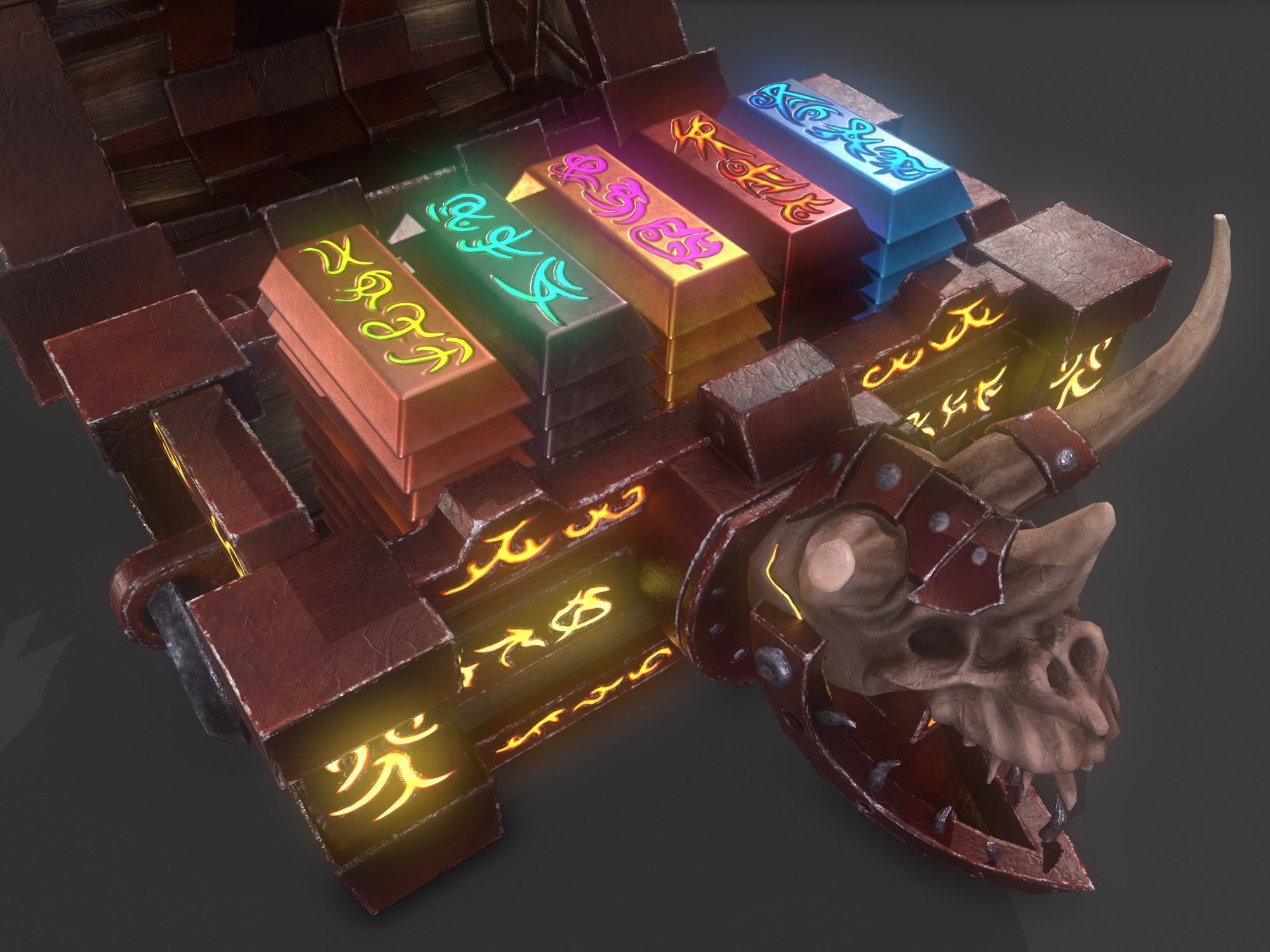 fantasy chest and ingot Low-poly 3D model_32