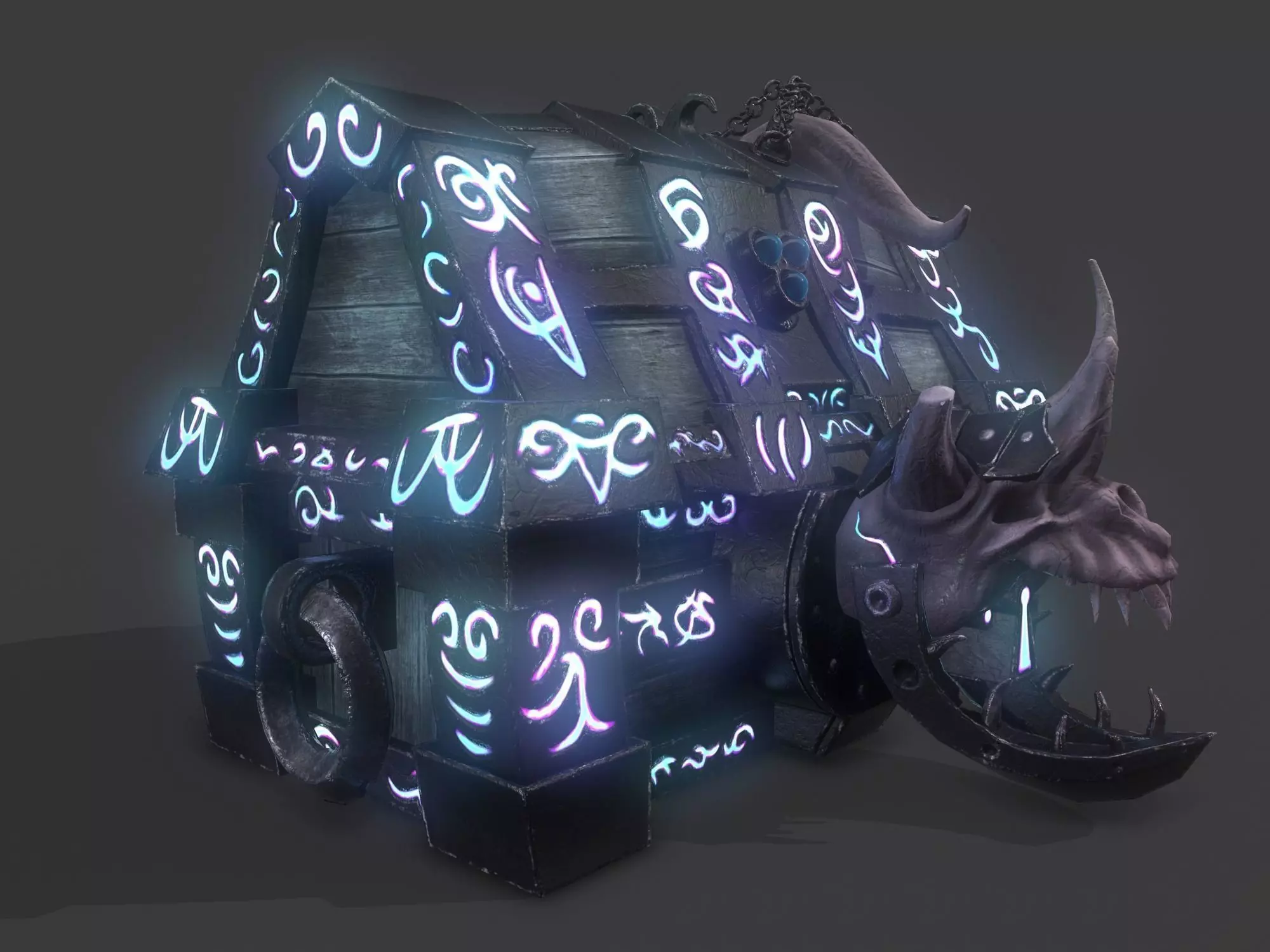 fantasy chest and ingot Low-poly 3D model_0