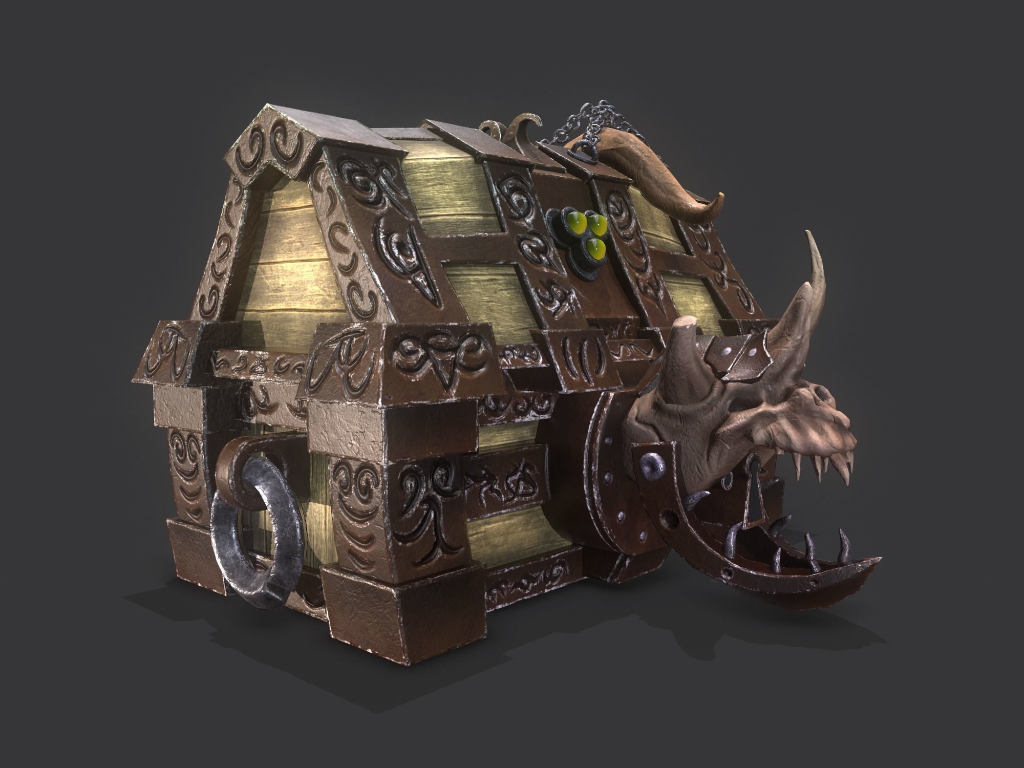 fantasy chest and ingot Low-poly 3D model_17
