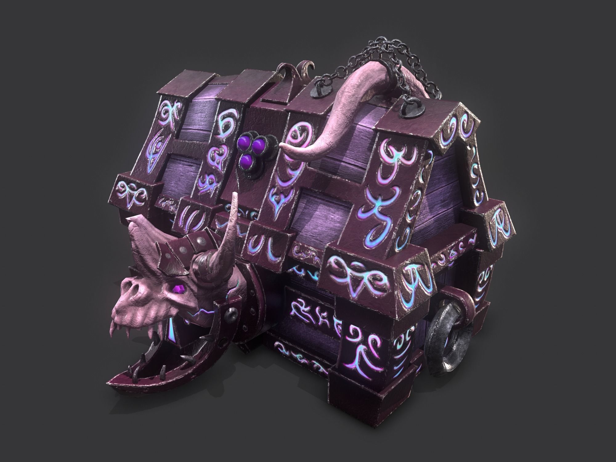 fantasy chest and ingot Low-poly 3D model_10