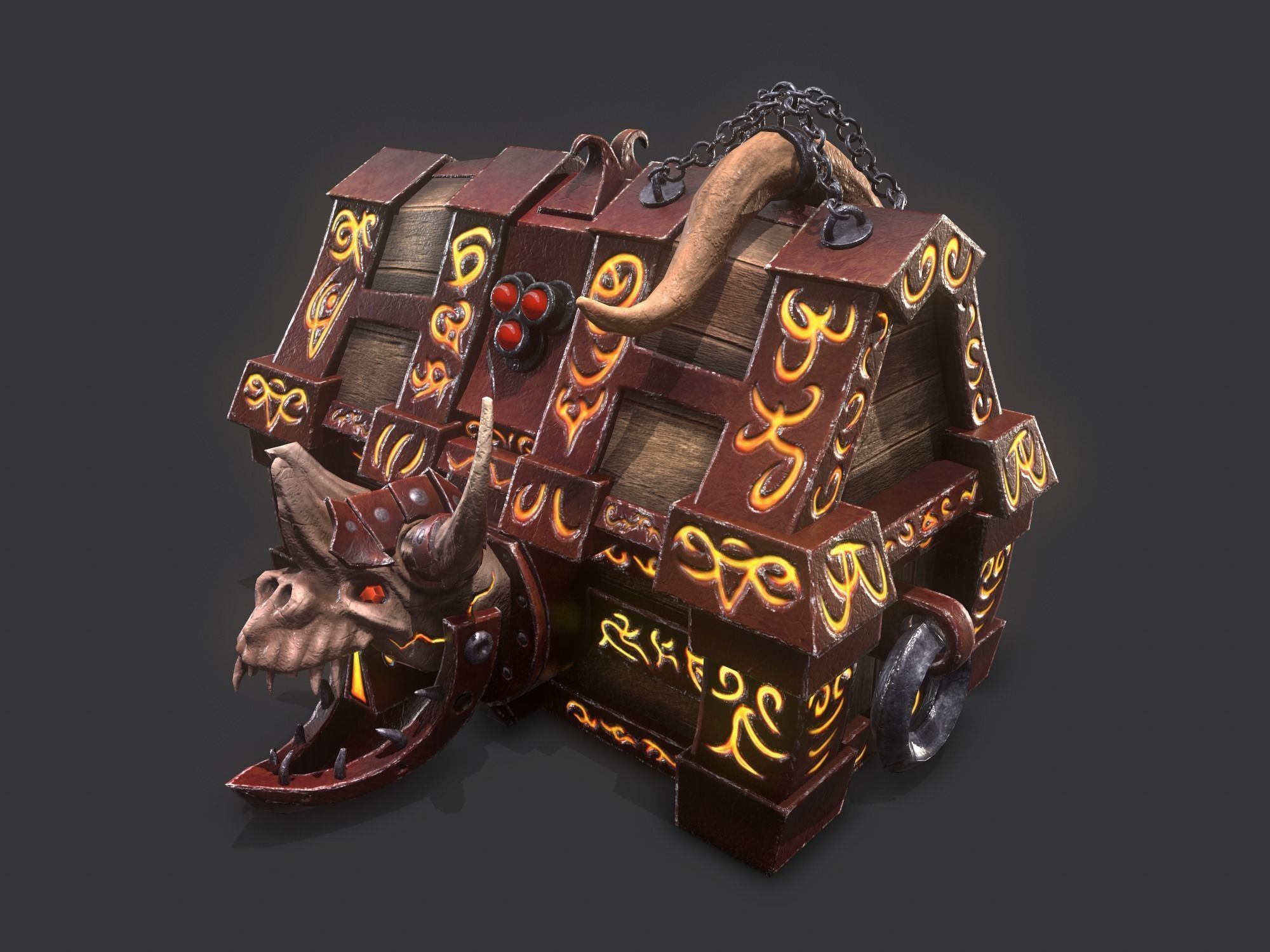 fantasy chest and ingot Low-poly 3D model_2