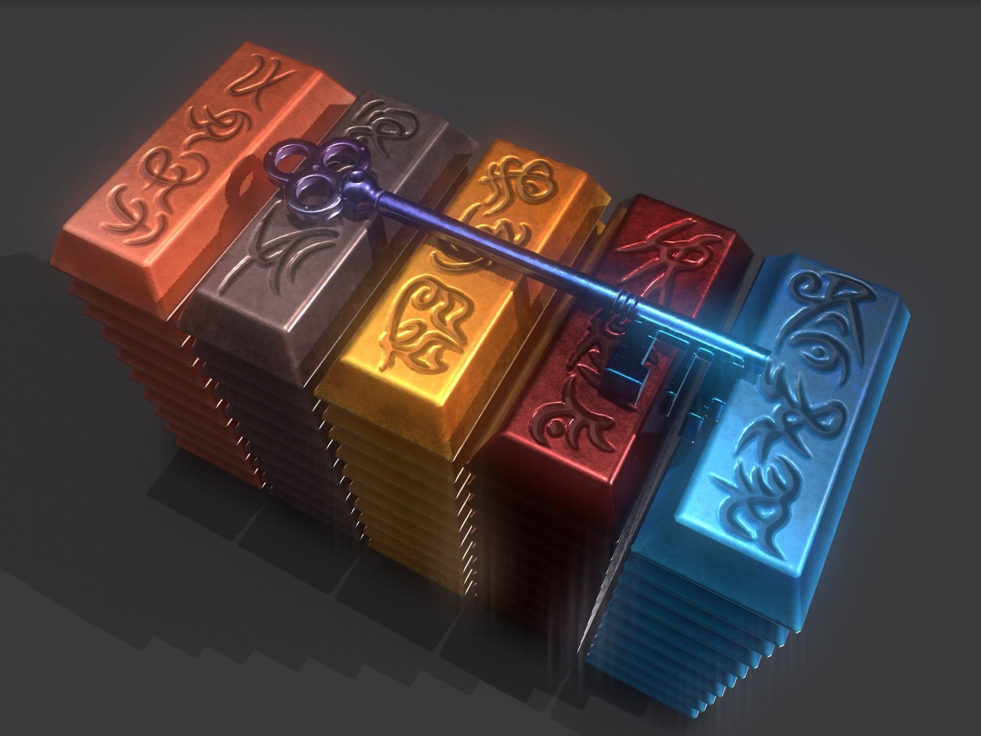 fantasy chest and ingot Low-poly 3D model_43