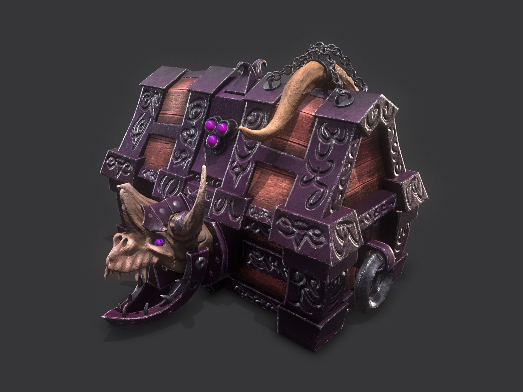 fantasy chest and ingot Low-poly 3D model_7