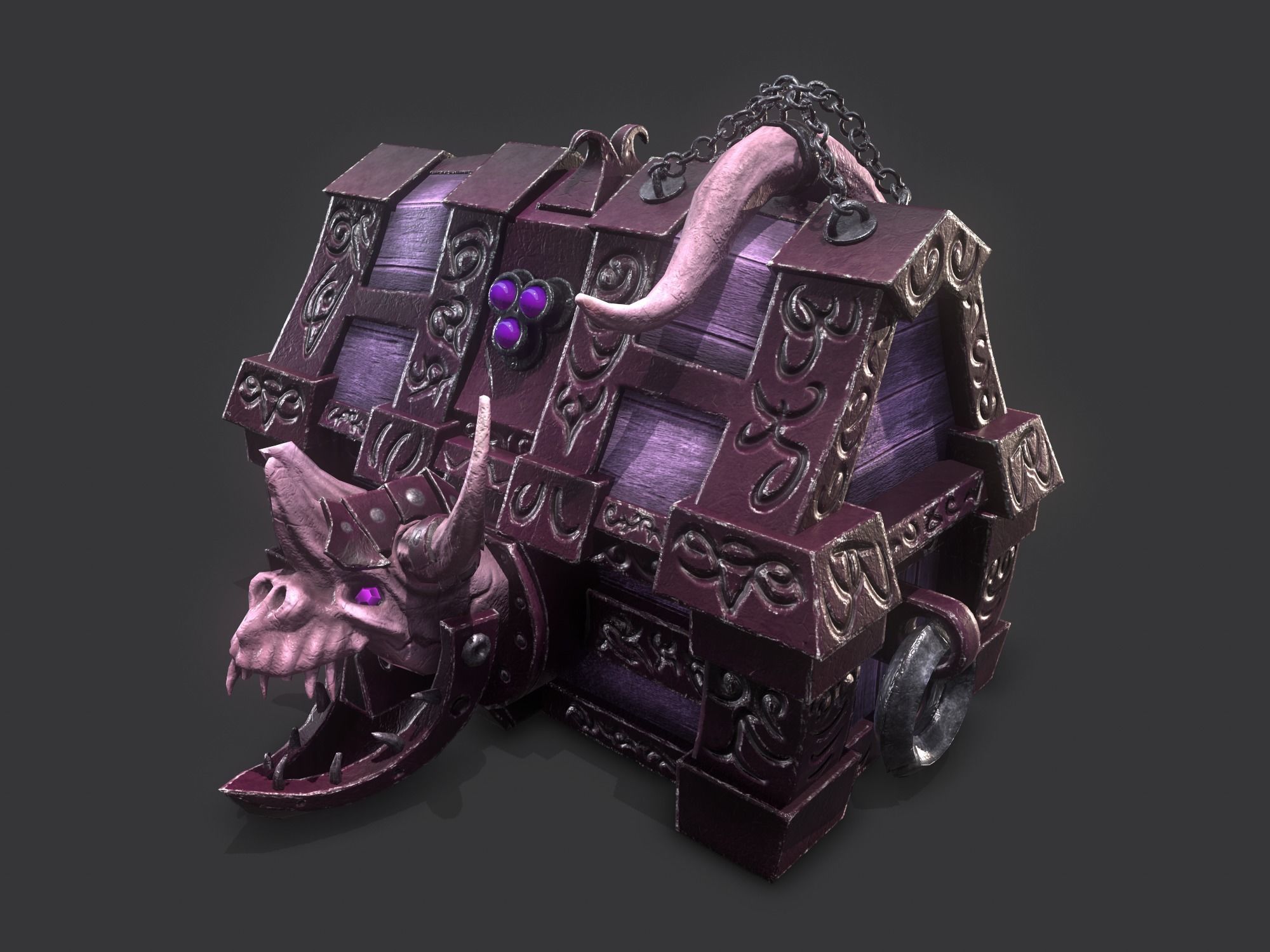 fantasy chest and ingot Low-poly 3D model_9