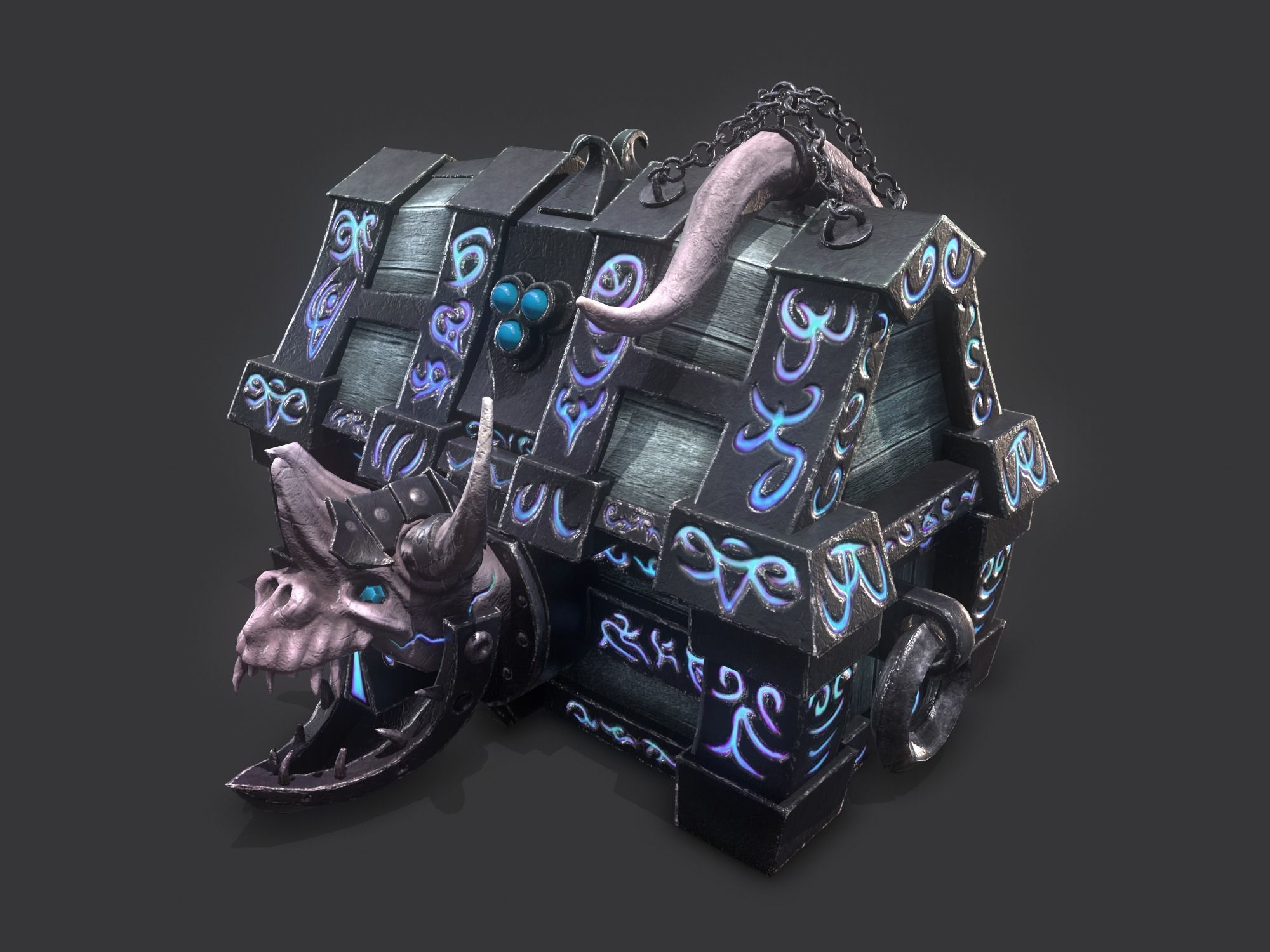 fantasy chest and ingot Low-poly 3D model_6