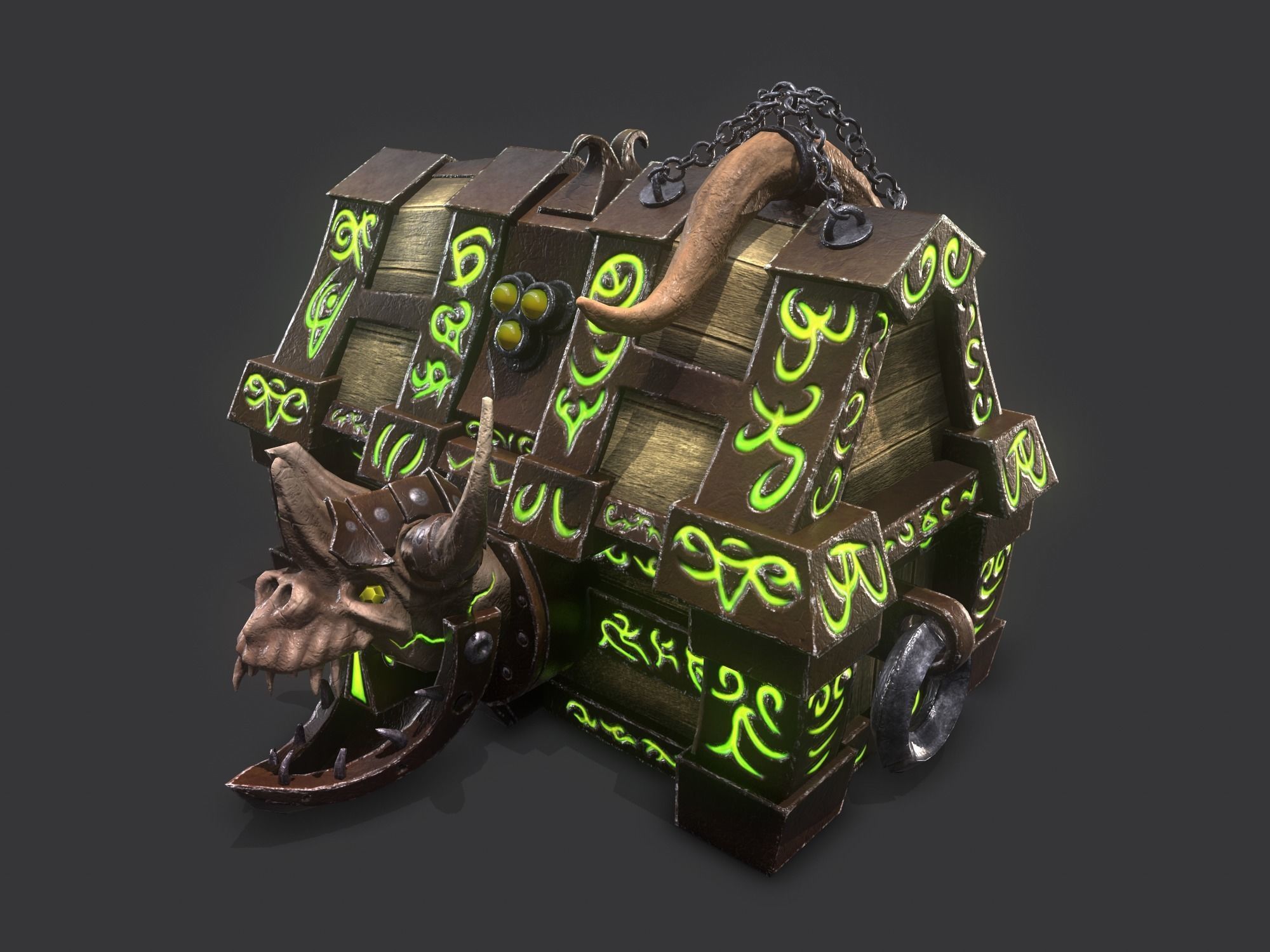 fantasy chest and ingot Low-poly 3D model_4