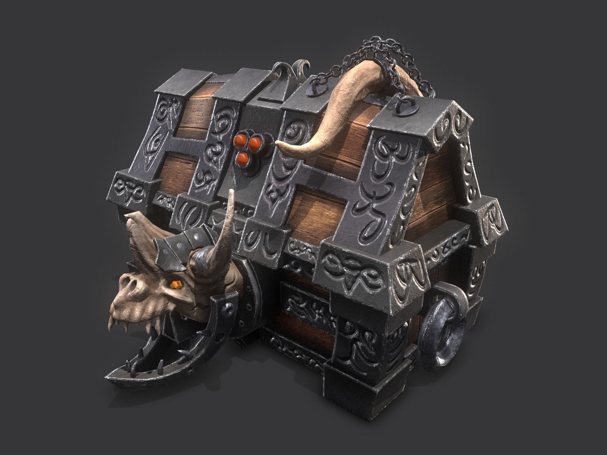 fantasy chest and ingot Low-poly 3D model_11