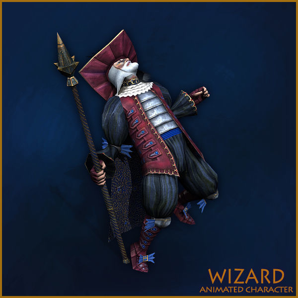 Animated Wizard Low-poly 3D model_3