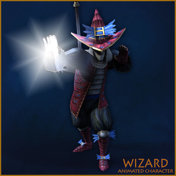 Animated Wizard Low-poly 3D model_7