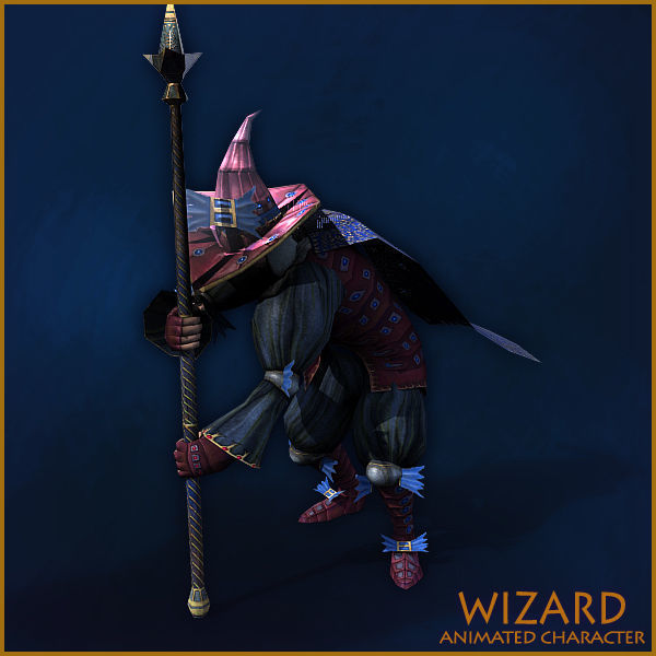 Animated Wizard Low-poly 3D model_5