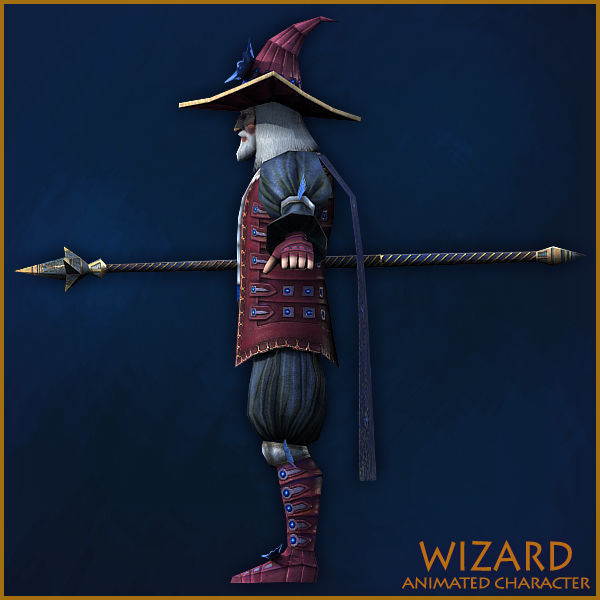 Animated Wizard Low-poly 3D model_2