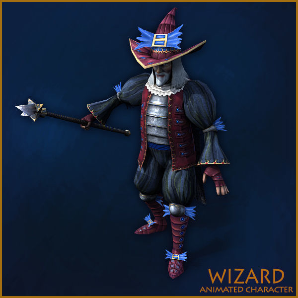 Animated Wizard Low-poly 3D model_4