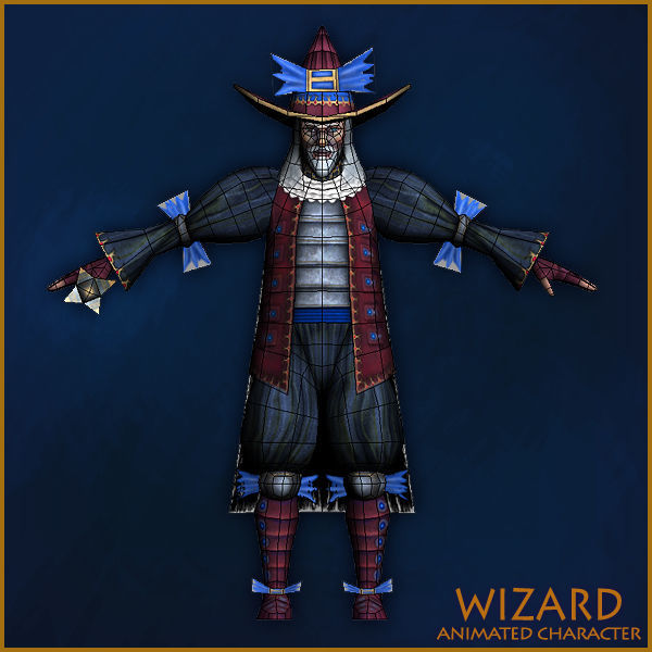 Animated Wizard Low-poly 3D model_9