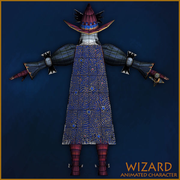 Animated Wizard Low-poly 3D model_10