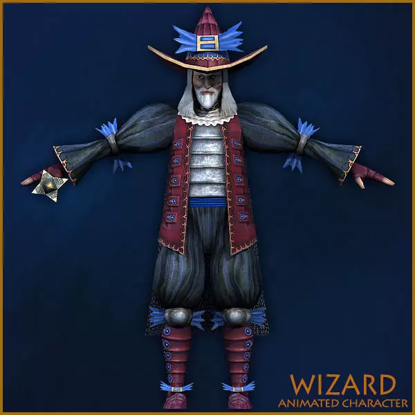 Animated Wizard Low-poly 3D model_0