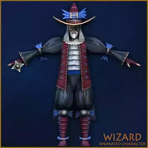 Animated Wizard Low-poly 3D model