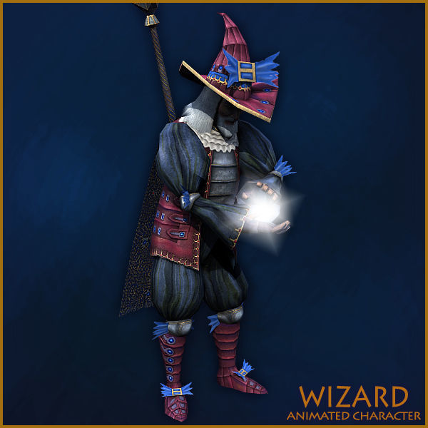 Animated Wizard Low-poly 3D model_8