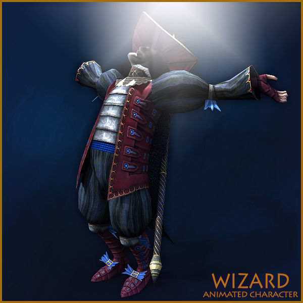 Animated Wizard Low-poly 3D model_6
