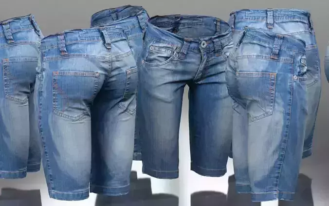 Tight Jeans Shorts Trousers Low-poly 3D model