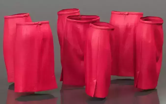 Red Pencil Skirt Low-poly 3D model