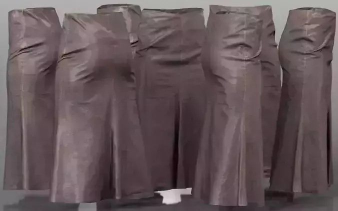 Long Brown Leather Skirt Low-poly 3D model