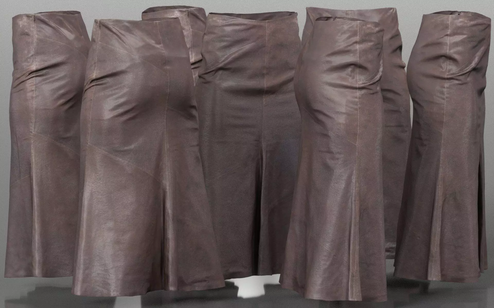 Long Brown Leather Skirt Low-poly 3D model