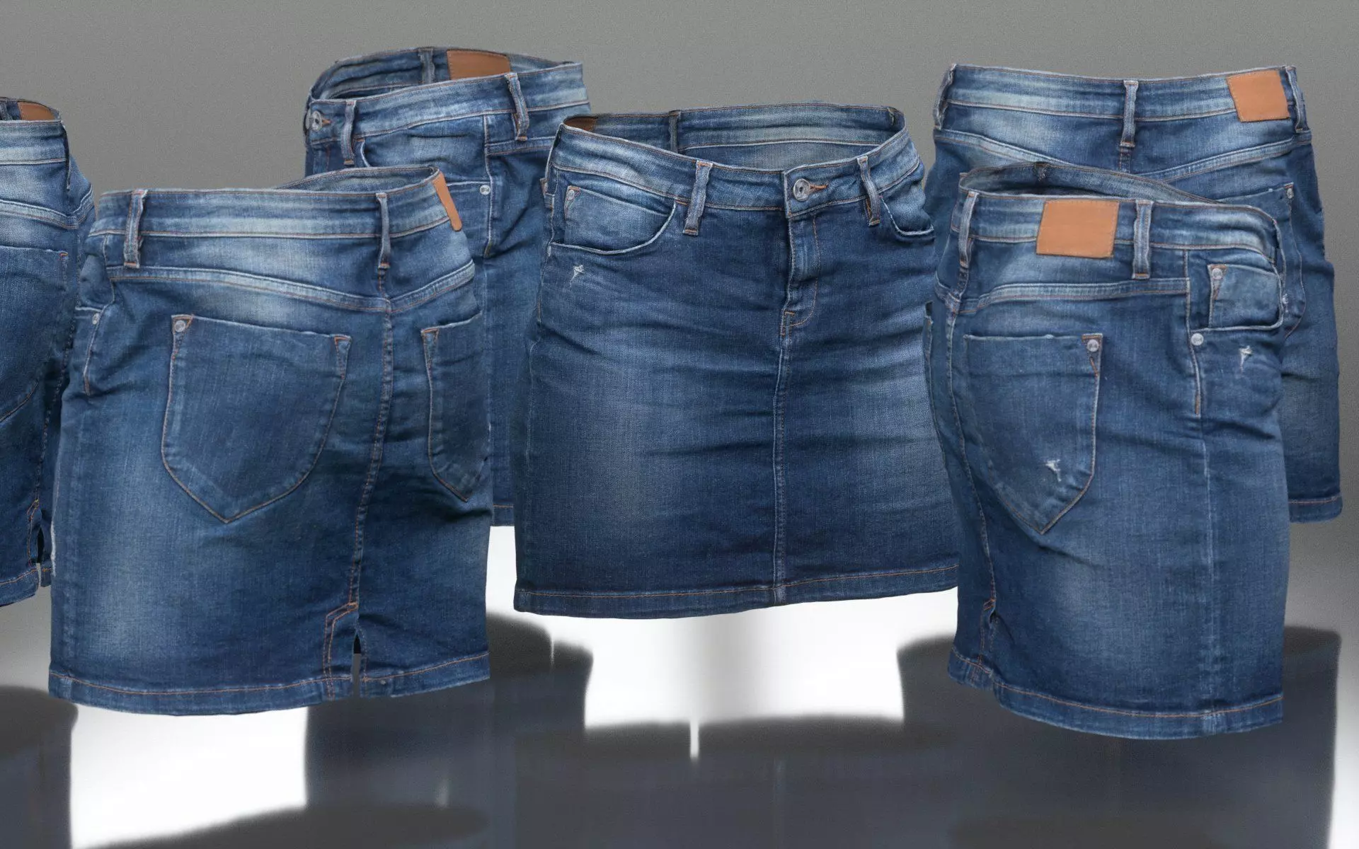 Jeans Mini Skirt Worn Low-poly 3D model