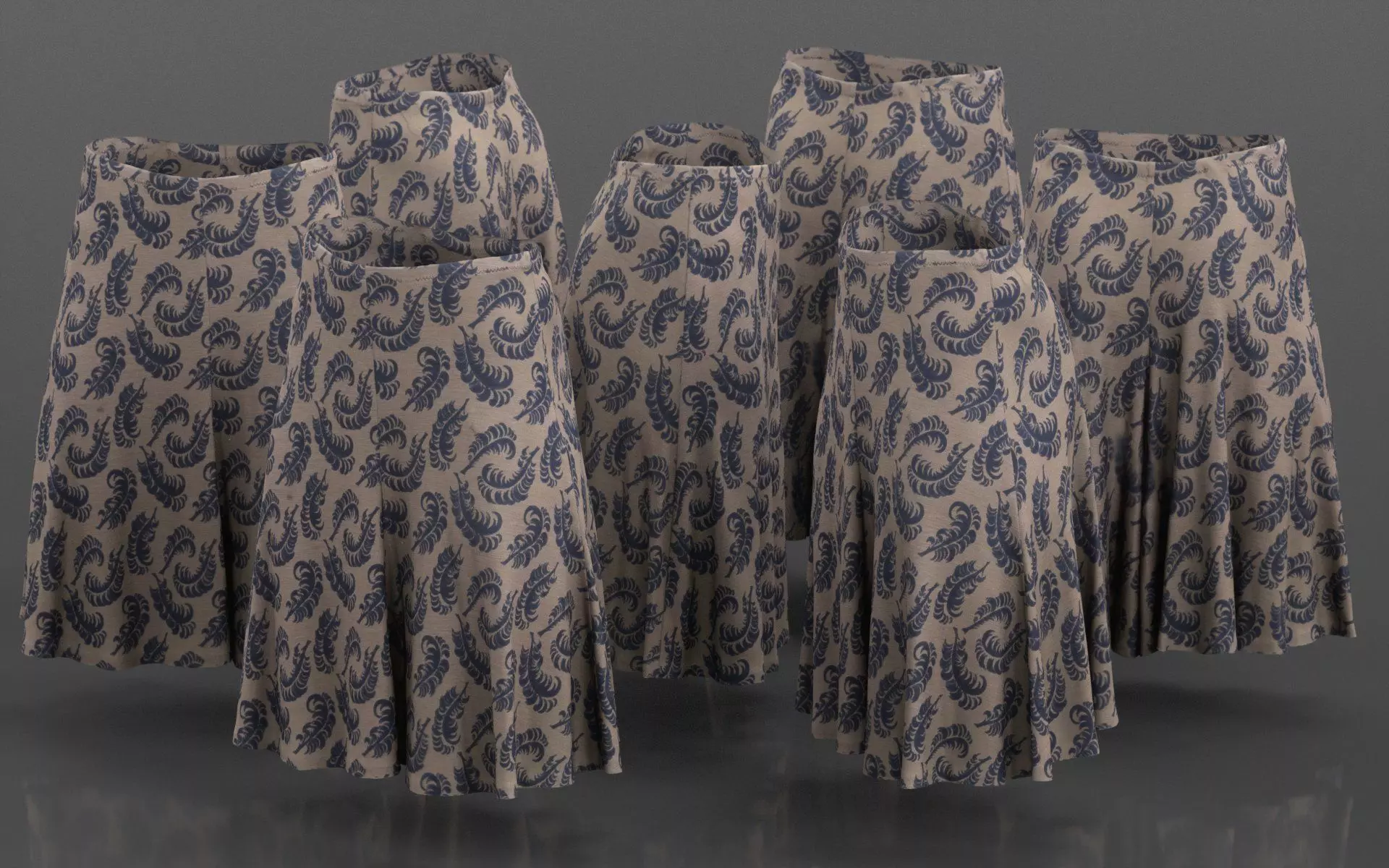 Feather Decorated Skirt Pattern Elegant Low-poly 3D model