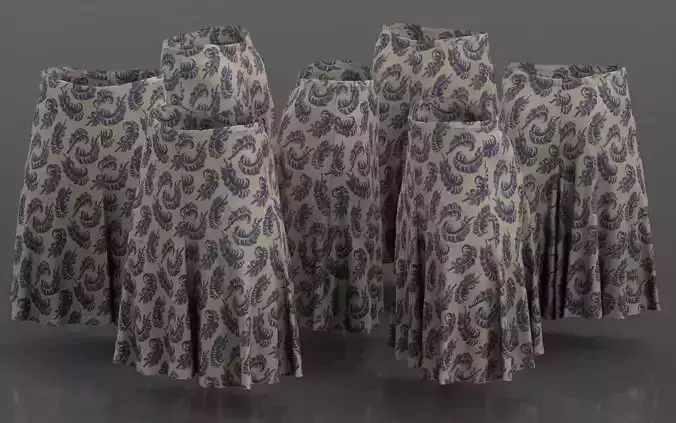 Feather Decorated Skirt Pattern Elegant Low-poly 3D model