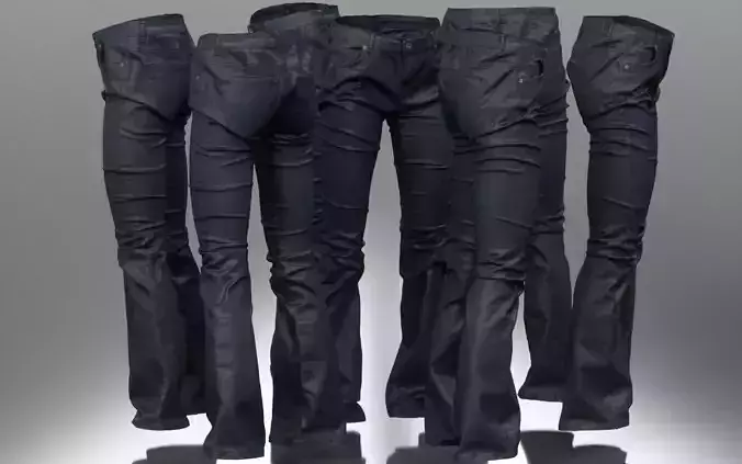 Dark Wide Pants Shiny Trousers Low-poly 3D model