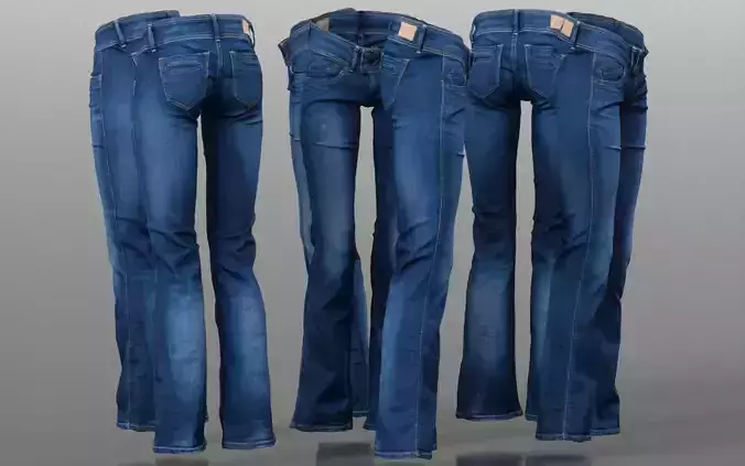 Dark Blue Jeans Long Trousers Low-poly 3D model