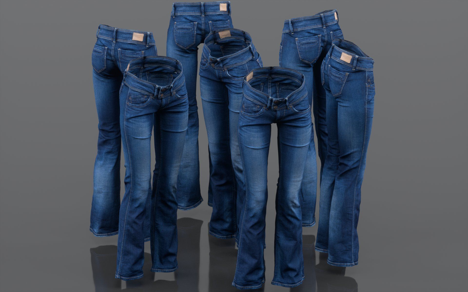 3D model Dark Blue Jeans Long Trousers VR / AR / low-poly | CGTrader