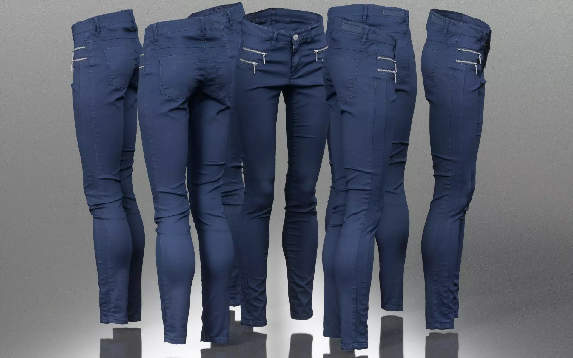 Blue Zipper Pants Trousers Low-poly 3D model