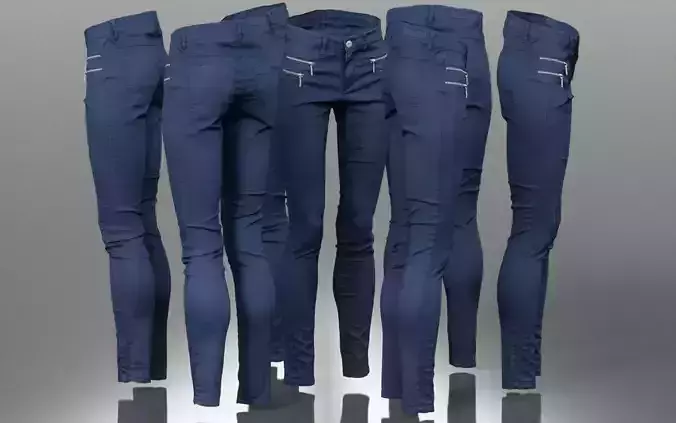 Blue Zipper Pants Trousers Low-poly 3D model