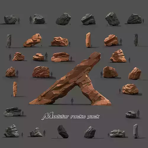 Modular Rocks Low-poly 3D model