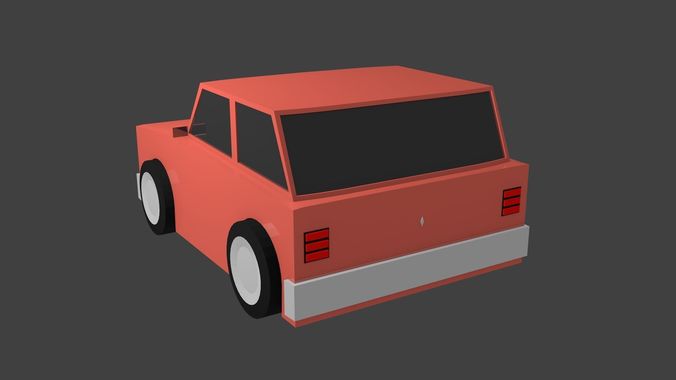 Poly Red Car Free 3D model