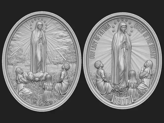 Our Lady of Fatima Medallions 3D Model Collection